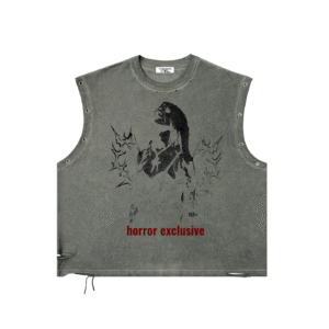 Horror Exclusive Distressed Eyelet Tank Top