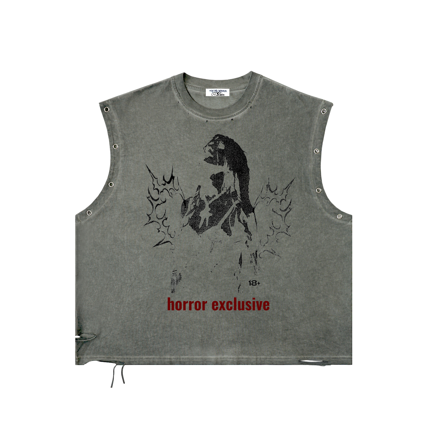 Horror Exclusive Distressed Eyelet Tank Top