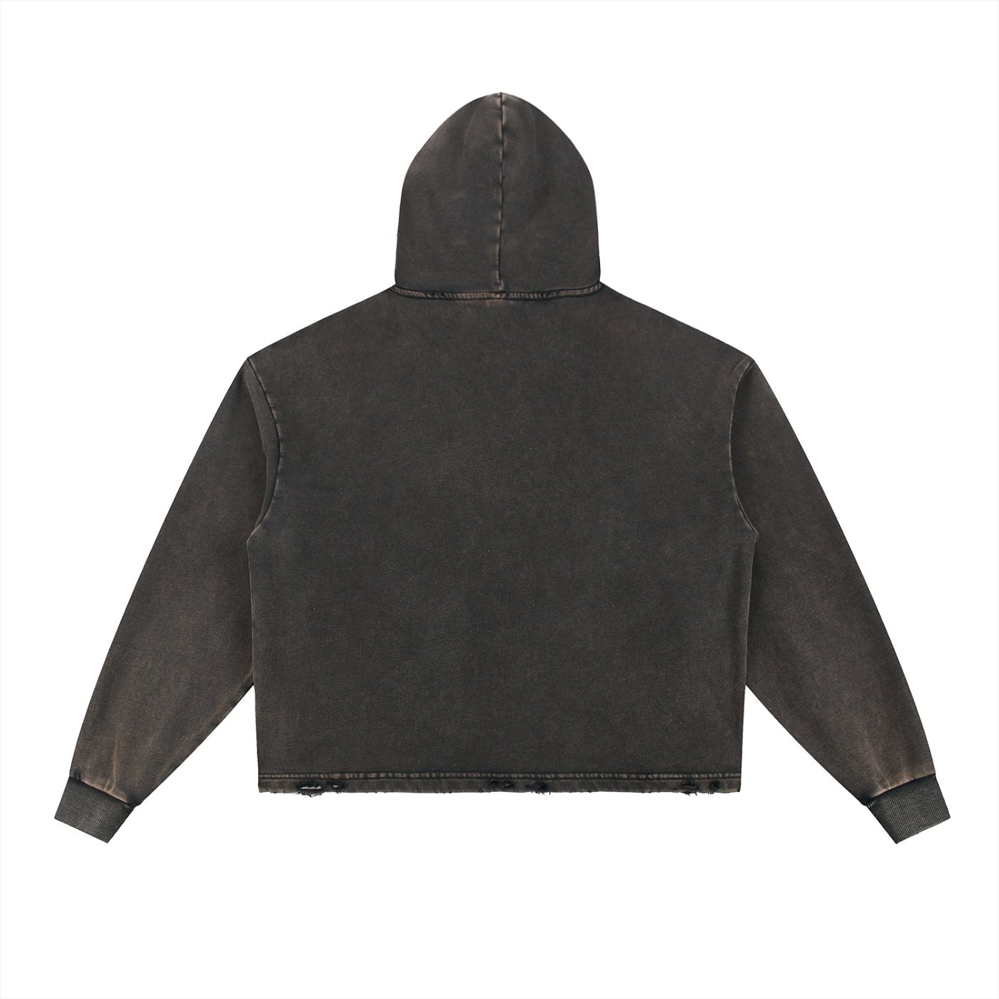 Anguish Vintage Washed Frayed-Hem Hoodie - Image 2