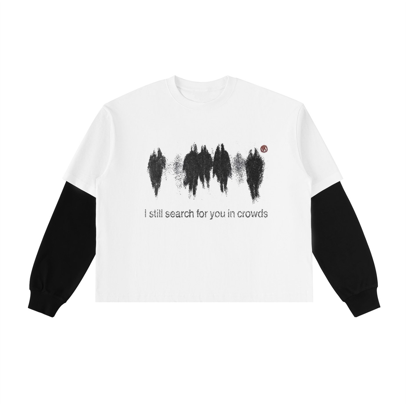 Crowds Layered Contrast Sleeve Cotton T-Shirt