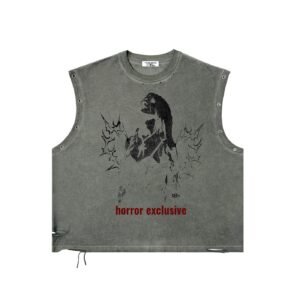 Horror Exclusive Distressed Grommet Eyelet Tank Top